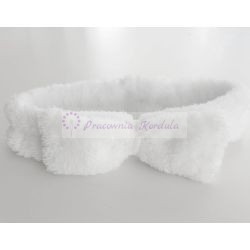 Opaska kokarda biała puchata