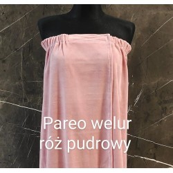 Pareo, tunika kosmetyczna welur róż pudrowy